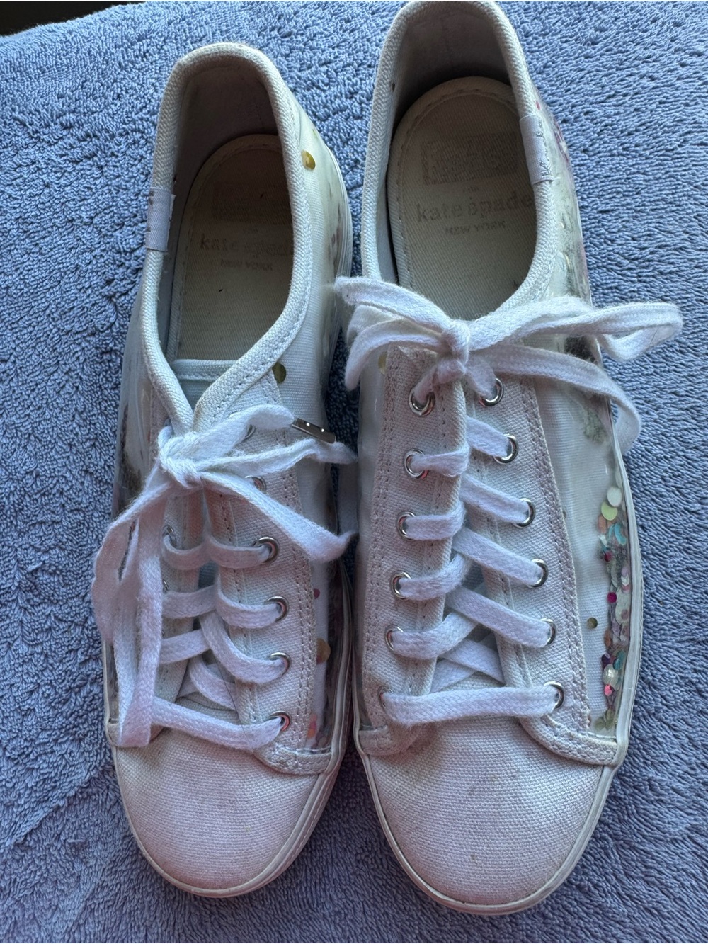 Keds X Kate Spade white canvas sneakers with sequin accents